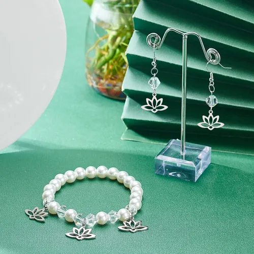 Vista 3 de UNICRAFTALE 20 colgantes de flor de loto hueca de acero inoxidable para yoga colgantes de metal corte láser colgantes para hacer joyas de 0.063 in
