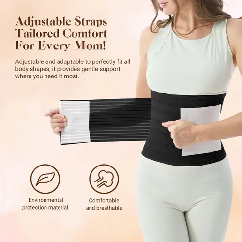 Vista 5 de Postpartum Belly Band for Women: Abdominal Binder Post Surgery Compression Support Belt - Waist Trainer Girdle C Section Wrap