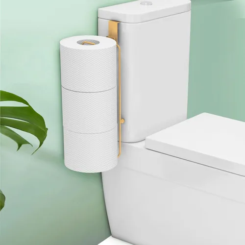 Vista 8 de Conworld Soporte de Papel Higiénico Dorado de Níquel Cepillado para 3 Rollos de Papel Higiénico, 1 Paquete Almacenamiento de Papel Higiénico de Baño