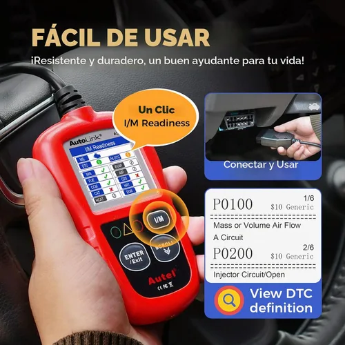 Vista 4 de Escáner de código Autel Autolink, Rojo y Negro