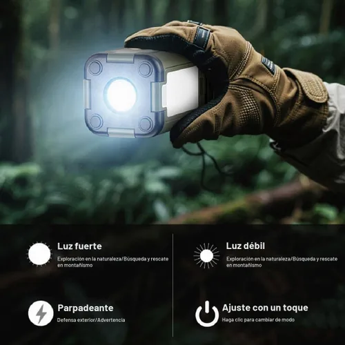 Vista 2 de Linterna LED plegable para exteriores, luz de campamento recargable con energía solar, linterna portátil, 6 modos de iluminación, linterna portátil