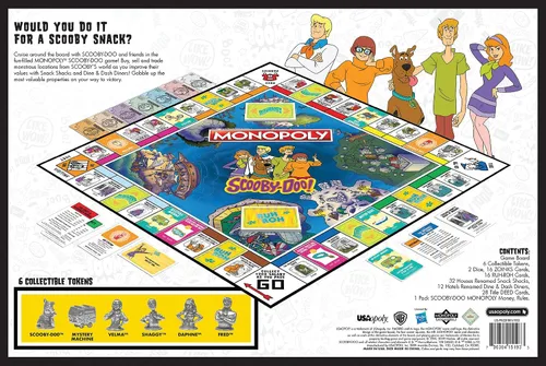Vista 5 de USAOPOLY Juego de mesa Monopoly Scooby-Doo! Mercancía oficial de Scooby-Doo! basada en la popular caricatura de Scooby-Doo! Juego clásico