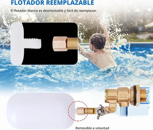 Vista 7 de Válvula de flotador de 1/2 pulgada, válvula de flotador de agua de latón con brazo ajustable, válvula de bola flotante de llenado automático y 1/2