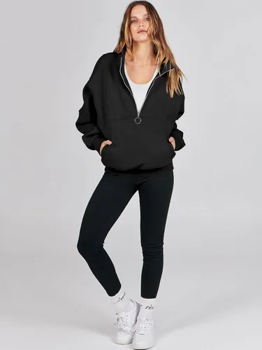 Vista 5 de ANRABESS Sudaderas de forro polar con media cremallera para mujer, de gran tamaño, con cremallera de un cuarto, ropa de moda para otoño de 2024