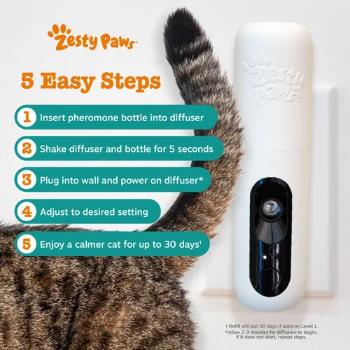 Vista 7 de Zesty Paws Kit de iniciación de difusor calmante de feromonas para gatos, difusor calmante para gatos, para estrés, rociado de orina, arañazos, aseo
