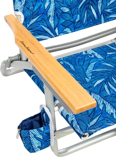 Vista 5 de Tommy Bahama - Silla de playa plegable con 5 posiciones, diseño clásico y plano con mochila, enfriador y portavasos, silla de playa portátil