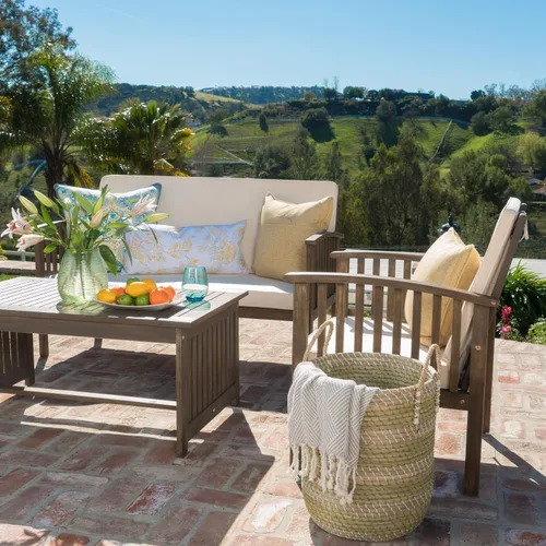 Vista 3 de Christopher Knight Home Carolina Acacia - Juego de 4 piezas, acabado gris/crema