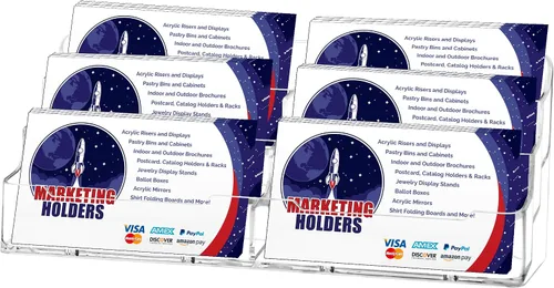 Vista 2 de Marketing Holders Tarjetero acrílico de tres niveles y seis bolsillos para encimera de 3.5 x 2 pulgadas, tarjetas de citas para oficinas legales