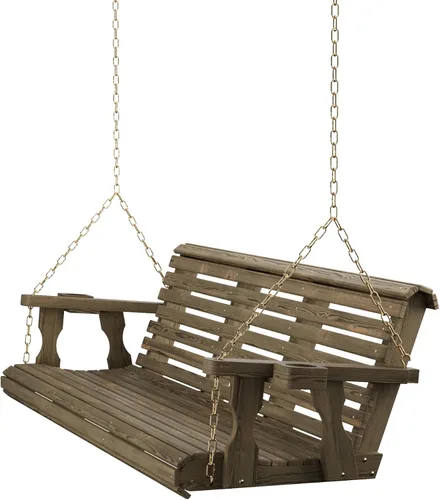 Vista 26 de Columpio Amish resistente para terraza (800 lb) con cadenas para colgar y posavasos Tinte negro semisólido