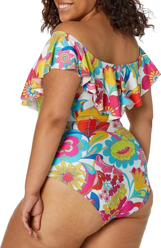 Vista 2 de Trina Turk Women's Standard Fontaine Ruffle One Piece Swimsuit-Bathing Suits