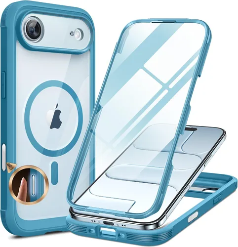 Vista 183 de Miracase - Funda magnética para iPhone 13 Pro Max de 6.7 pulgadas (compatible con MagSafe), transparente, completo, protector de pantalla de vidrio