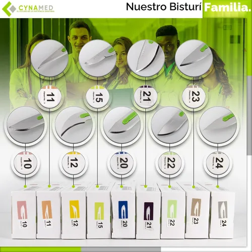 Vista 6 de Cynamed - Cuchillas de bisturí desechables Cuchillas afiladas de acero inoxidable templado Paquete de 10 cuchillos de bisturí estériles Mango