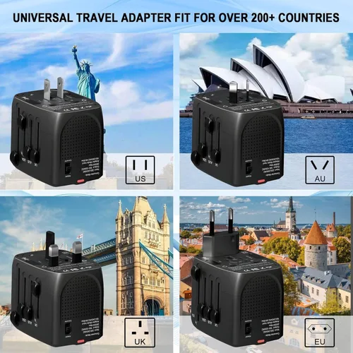 Vista 10 de Convertidor de viaje convertidor de voltaje convertidor de voltaje que reduce 220 voltios a 110 voltios para su uso en más de 200 países, incluidos
