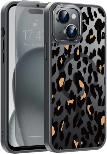 Vista 45 de Goodon para iPhone 15 Pro Max con protector de pantalla de privacidad, compatible con Magsafe, funda translúcida mate a prueba de golpes - Linda