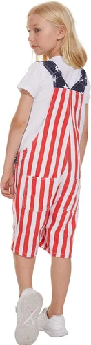 Vista 4 de Yuanbang Overol con diseño de bandera americana pantalones cortos de mezclilla casual entrenamiento verano con correa ajustable para hombres