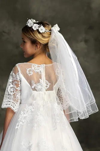 Vista 4 de iGirlDress Corona de flores blancas y perlas para niñas de primera comunión