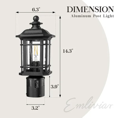 Vista 6 de Emliviar WE270P-SE BK - Luz de poste para exteriores, lámpara de pilar con sensor de movimiento para camino, jardín, detección de gran angular