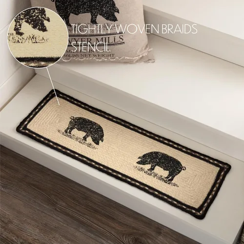 Vista 5 de VHC Brands Sawyer Mill - Alfombra rectangular para escalera, color blanco blanqueado, 8.5 x 27 pulgadas