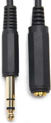 Vista 3 de Cable de extensión estéreo macho a hembra de 15 pies, 1/4 pulgadas, chapado en oro, cable de extensión de auriculares de un cuarto de pulgada