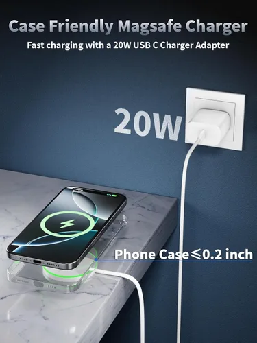 Vista 3 de Cargador magnético de Apple de 6 pies [certificado MFi de Apple] Almohadilla de carga inalámbrica rápida de 15 W para iPhone Air/17 Pro/16 Pro
