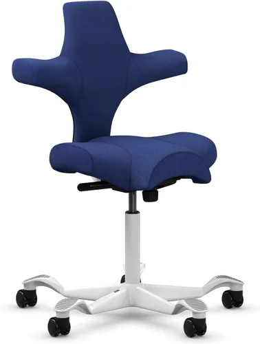 Vista 73 de HAG Capisco Sit to Stand - Silla de pie con marco blanco, tapizado, color rosa rubor Pink Blush