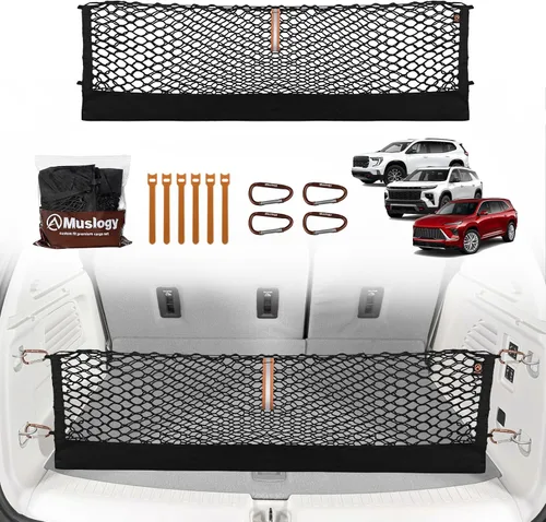 Vista 23 de Muslogy Red de carga para maletero estilo sobre compatible con accesorios Jeep Grand Cherokee L 2021-2024 2025, organizador de maletero de ajuste