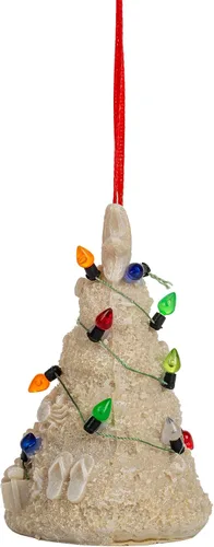 Vista 3 de White Sand Beach Árbol de Navidad con luces Tropical Nautical Ornmanets