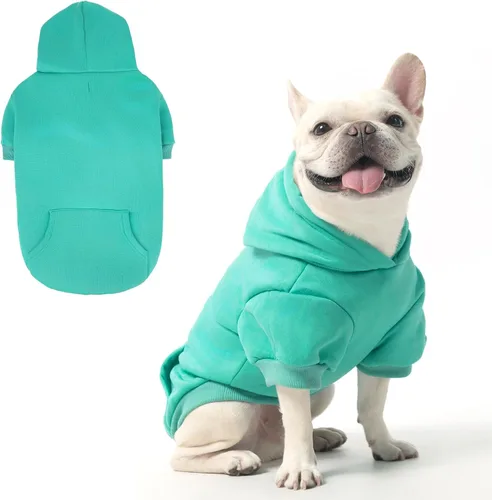 Vista 7 de KOOLTAIL Sudadera básica con capucha para perro, suave y cálida, con agujero para correa y con bolsillo, abrigo de invierno para perros, ropa