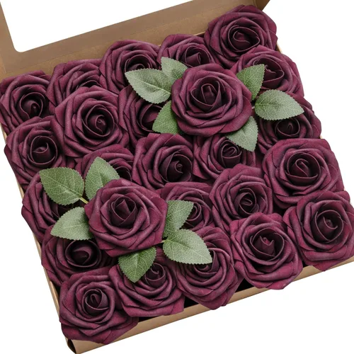 Vista 22 de Ling's Moment - Rosas artificiales de espuma, color negro, de aspecto realista con tallo, para bricolaje, decoración de Halloween, ramos de boda