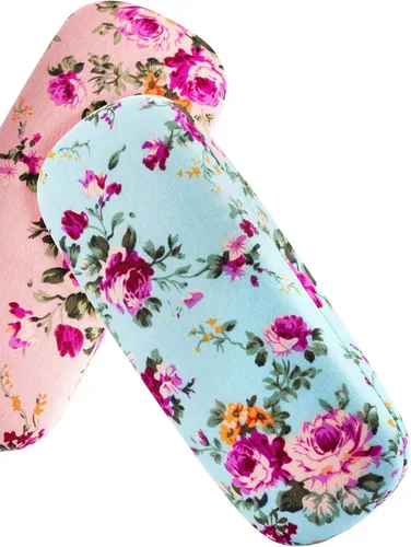 Vista 5 de Weewooday 2 piezas de carcasa rígida para gafas de flores funda de tela floral funda de gafas para mujer funda de vidrio duro retro
