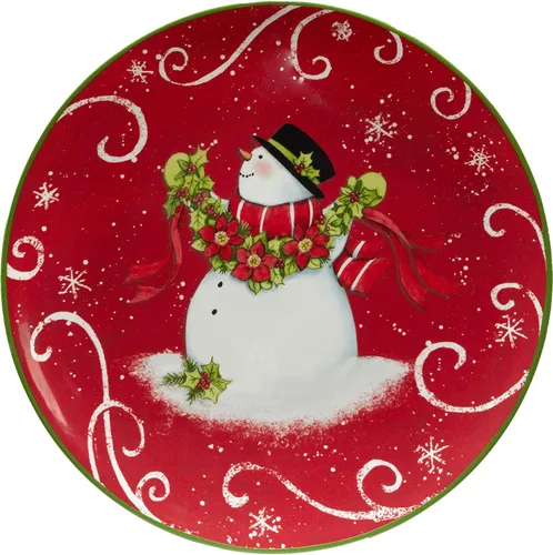 Vista 5 de Certified International Holiday Magic Snowman - Juego de 4 platos de postre/ensalada de 9 pulgadas