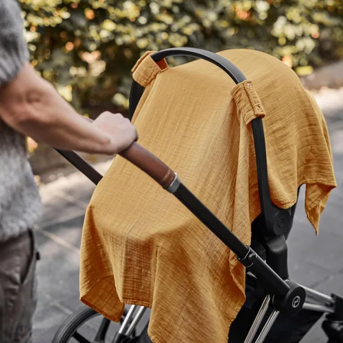 Vista 7 de Funda de asiento de coche para bebé, muselina de algodón orgánico, toldo para asiento de automóvil, 43 x 32 pulgadas (amarillo otoño)