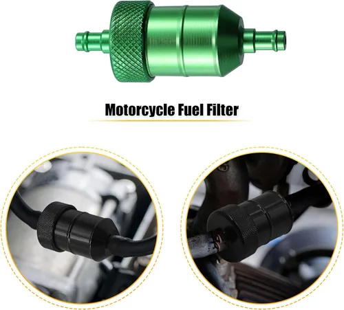 Vista 4 de X AUTOHAUX 0.315 in 5/16" manguera de diámetro aleación de aluminio motocicleta gasolina aceite combustible filtro limpiador verde