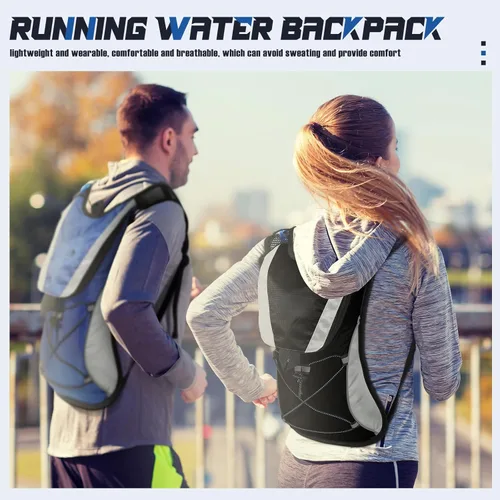 Vista 6 de Paquete de 3 mochilas de hidratación con bolsa de agua de 2 litros, paquete de hidratación con vejiga de hidratación, senderismo, correr, ciclismo