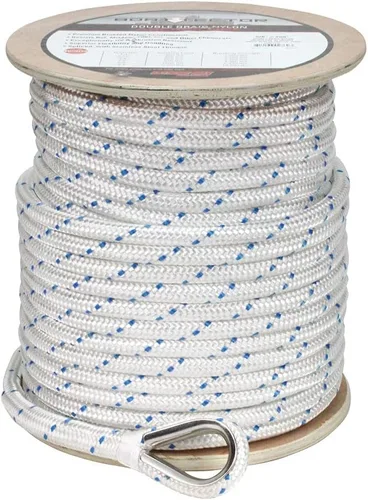 Vista 11 de Extreme Max 3006.2514 BoatTector - Línea de anclaje de nailon con doble trenza con dedal, 1/2" x 150', color blanco con trazador azul Blanco con azul