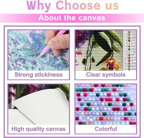 Vista 3 de Kits de pintura de diamantes para adultos, arte de flores, diamantes, orquídeas, bricolaje, 5D, taladro redondo completo, diamantes de imitación