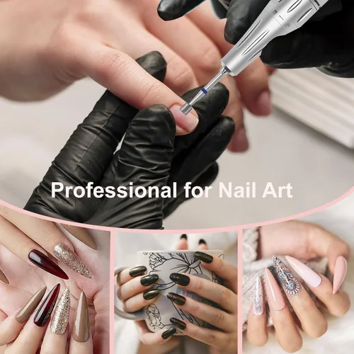 Vista 7 de Broca de uñas de diamante de 3/32 pulgadas, broca profesional de forma cilíndrica plana para uñas de gel acrílico, manicura seca, pedicura