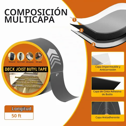 Vista 2 de Cinta de vigueta de butilo para cubierta de 2 '' × 50 ', 2 rollos