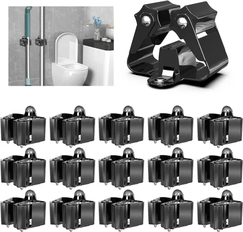 Vista 4 de 3-H - Soporte de pared para escobas, 8 unidades, clips organizadores de escoba y trapeador de acero inoxidable resistente, soportes de montaje