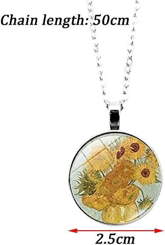 Vista 6 de COLORFUL BLING Van Gogh - Juego de aretes con dije de girasol y cielo nocturno estrellado con diseño de girasol, pintura artística, aretes colgantes