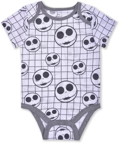 Vista 6 de Disney Nightmare Before Christmas Jack Skellington - Paquete de 3 mamelucos para bebé color gris