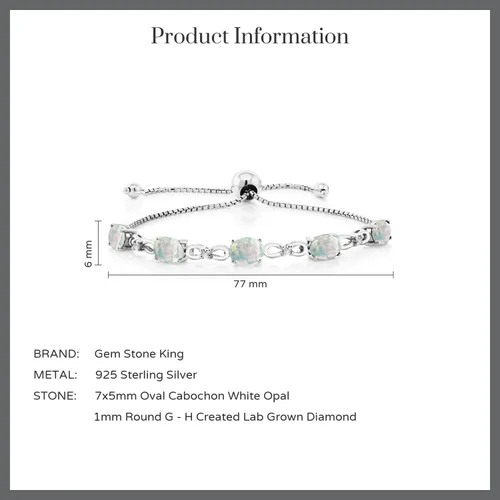 Vista 82 de Gem Stone King Pulsera de tenis de diamantes cultivados en laboratorio con piedra natal de 3-6 quilates para mujer, plata de ley 925, ovalada