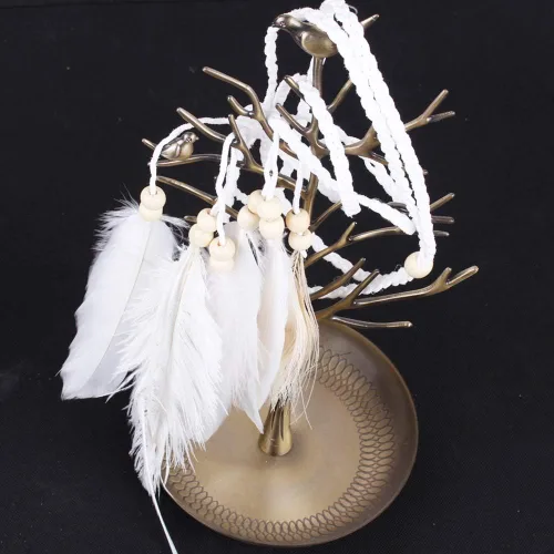 Vista 6 de Diadema de plumas hippie indio bohemio con borlas estilo bohemio para Halloween diadema para el cabello accesorios para el cabello