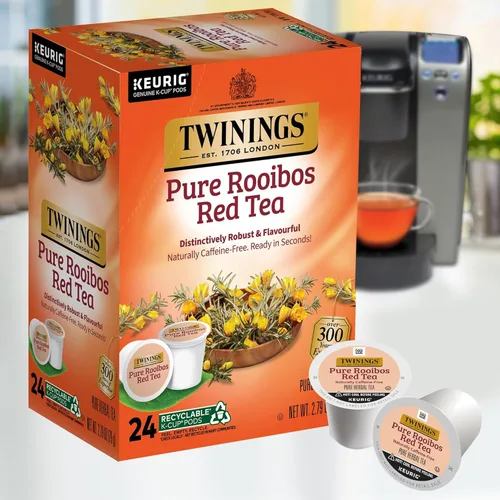 Vista 3 de Twinings World Tea, té Rooibos africano, 24-unidades K-Cups para cafeteras Keurig (Paquete de 2) Sabor natural, ligeramente dulce, naturalmente