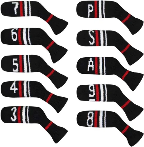 Vista 10 de Scott Edward 1/7/10 piezas de fundas de cabeza de palos de golf de punto para hierros, cuña y básicamente forma de calcetines, protector de cabeza
