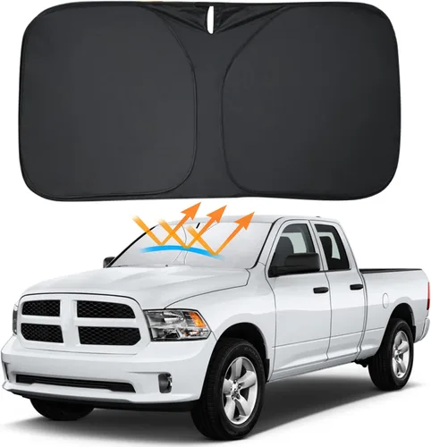 Vista 10 de D-Lumina Parasol para parabrisas con bandera de EE. UU. para Dodge Challenger 2015-2023, protector de sol frontal plegable, bloquea los rayos UV