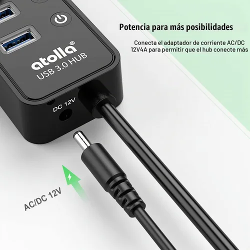 Vista 6 de Hub USB 3.0 alimentado, atolla 11 puertos, 7 puertos de datos USB 3.0+4 puertos de carga USB 3.0 Hub with Individual On/Off Switches and 12V/4A