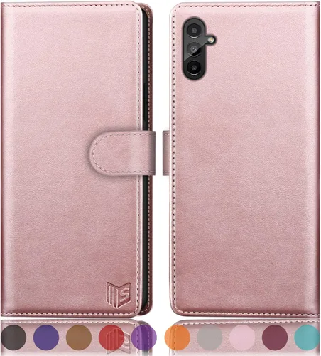 Vista 8 de SUANPOT Funda tipo cartera para Samsung Galaxy A13 5G con bloqueo RFID, tarjetero de crédito, funda protectora de piel sintética con tapa para Negro