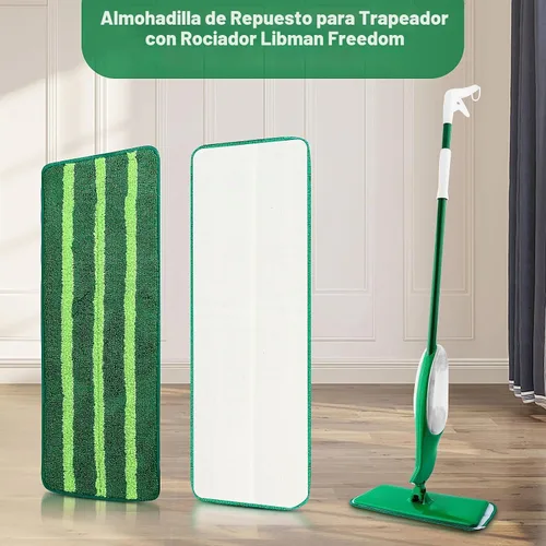 Vista 2 de Paquete de 3 repuestos para trapeador Libman Freedom, almohadillas de microfibra reutilizables de repuesto para trapeador, almohadillas de limpieza