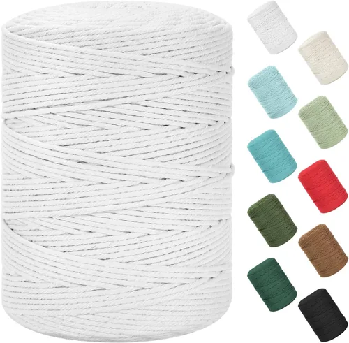 Vista 68 de Cuerda de macramé de 0.079 in x 220 yardas (656 pies), cuerda de algodón natural para colgar en la pared, ganchos de plantas, manualidades Verde